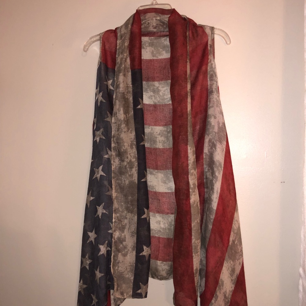 American Flag Print Red, Blue & White Lightweight Scarf